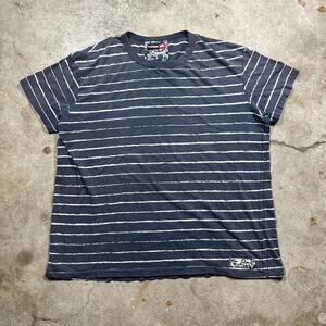 Vintage Y2K Tony Hawk Blue Striped Single Stitch T-Shirt Size XL